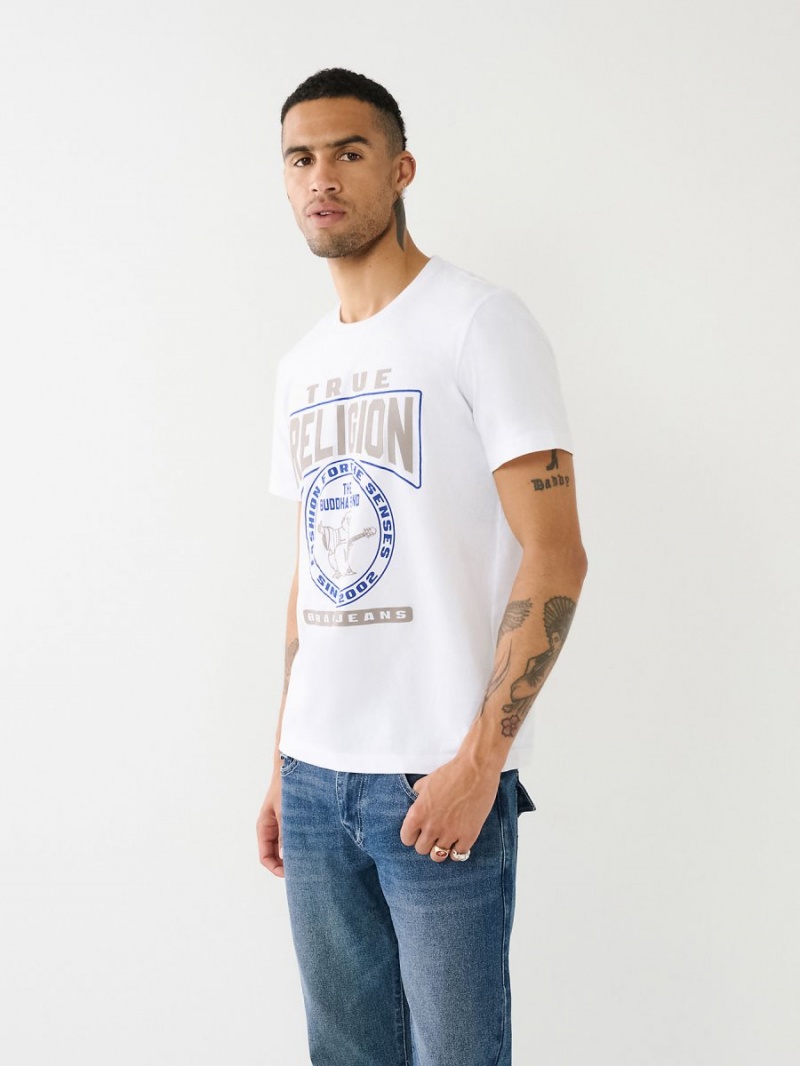 White True Religion Buddha Logo Crew Neck T Shirts | 4380-CVHLS