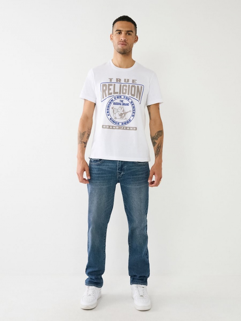 White True Religion Buddha Logo Crew Neck T Shirts | 4380-CVHLS