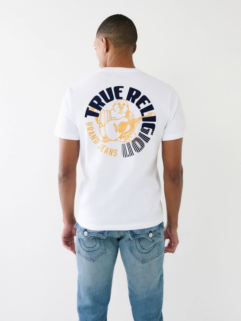 White True Religion Buddha Logo Crew T Shirts | 3087-TGOHQ