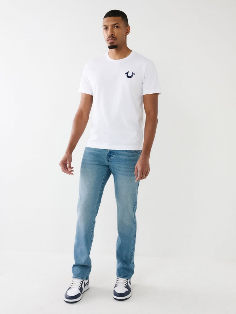 White True Religion Buddha Logo Crew T Shirts | 3087-TGOHQ