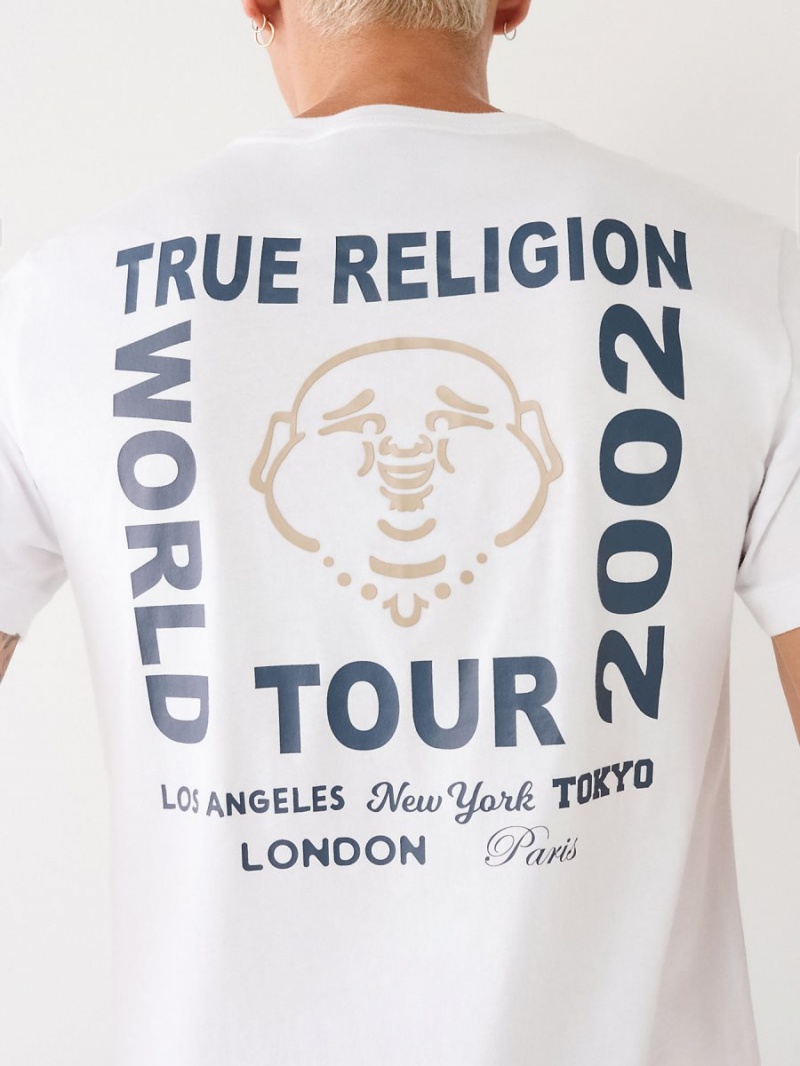 White True Religion Buddha Logo T Shirts | 2017-EJHVF