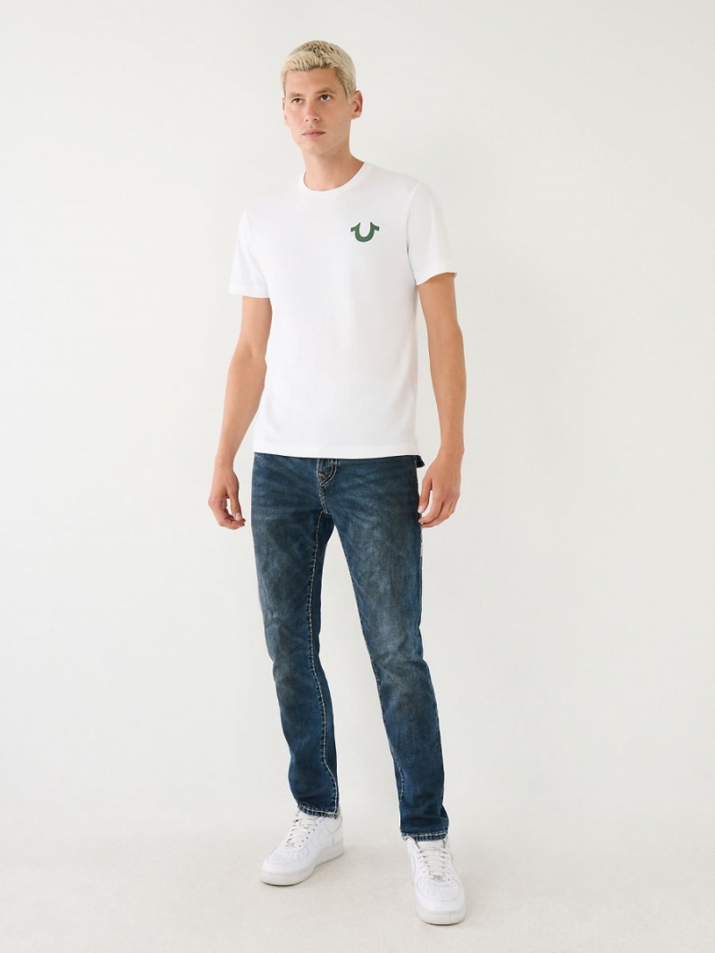 White True Religion Buddha Logo T Shirts | 4398-MGIWX