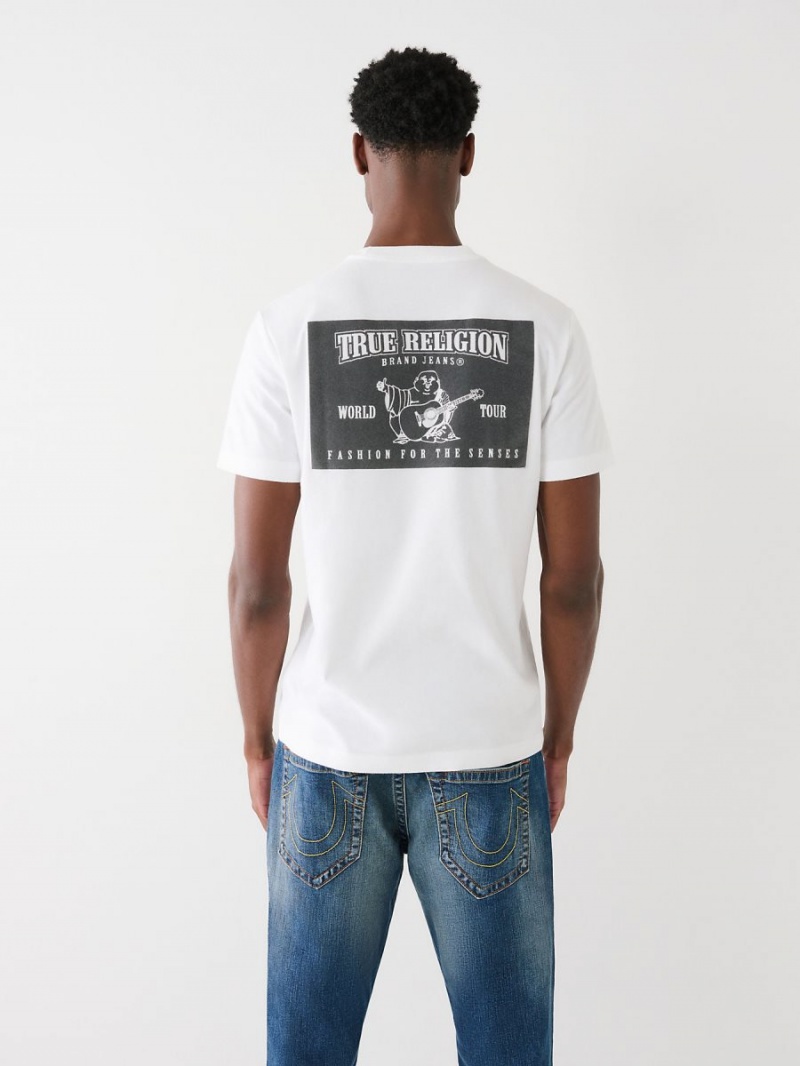 White True Religion Buddha Logo T Shirts | 8251-MOTJL