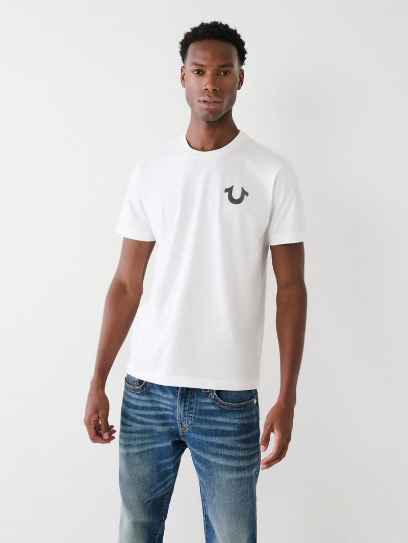 White True Religion Buddha Logo T Shirts | 8251-MOTJL