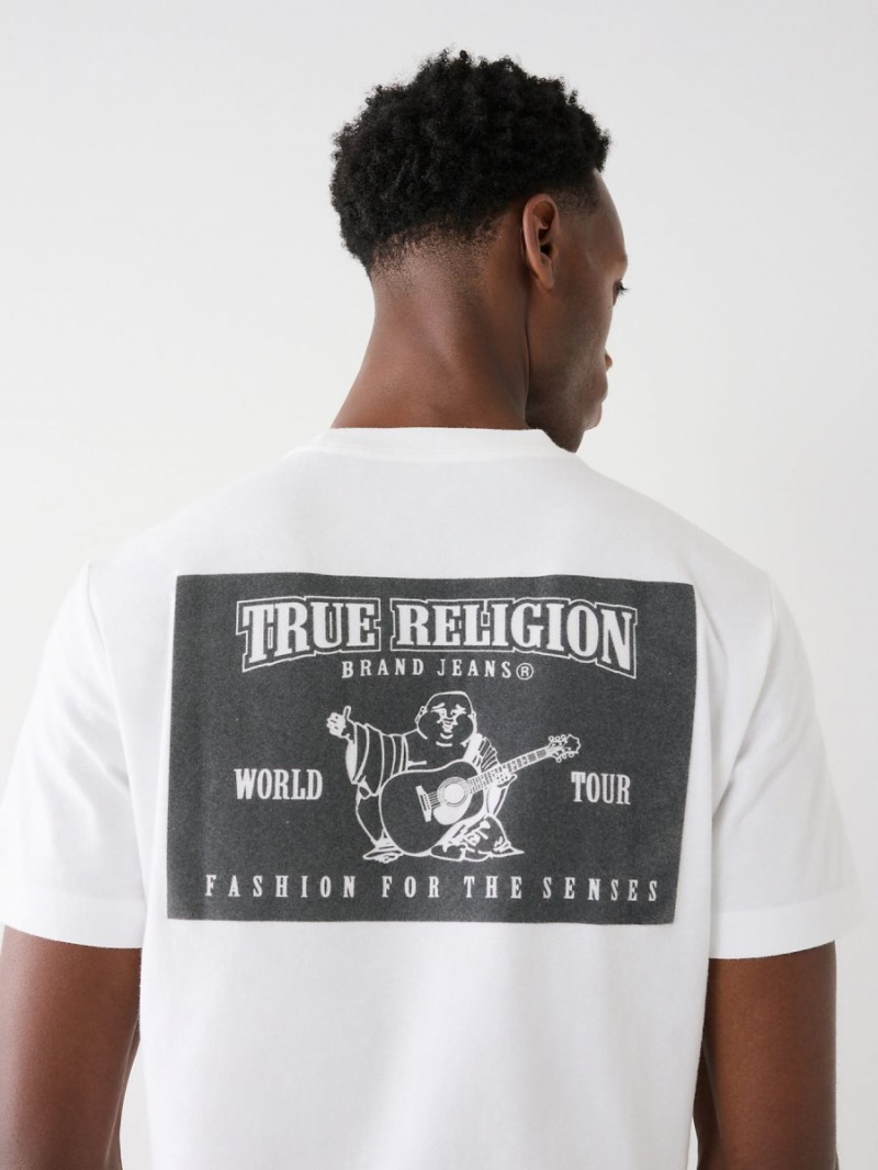 White True Religion Buddha Logo T Shirts | 8251-MOTJL