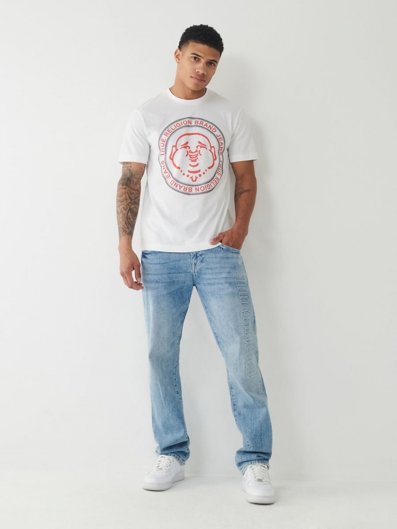 White True Religion Buddha Logo T Shirts | 2679-YTCSF