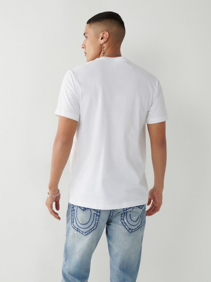 White True Religion Buddha Logo T Shirts | 0297-SQTIR