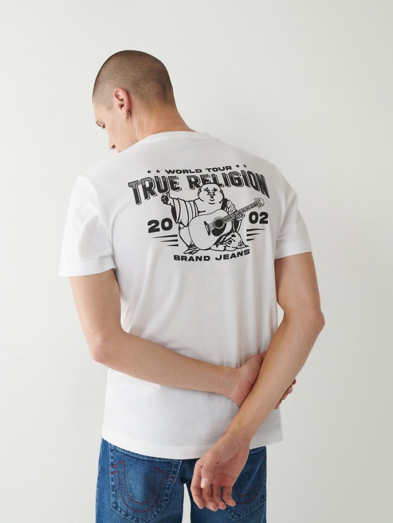 White True Religion Buddha Logo T Shirts | 1359-MZQKO