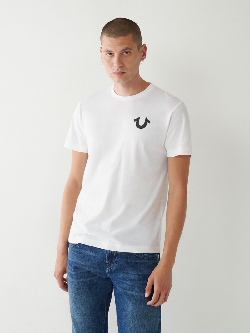 White True Religion Buddha Logo T Shirts | 1359-MZQKO