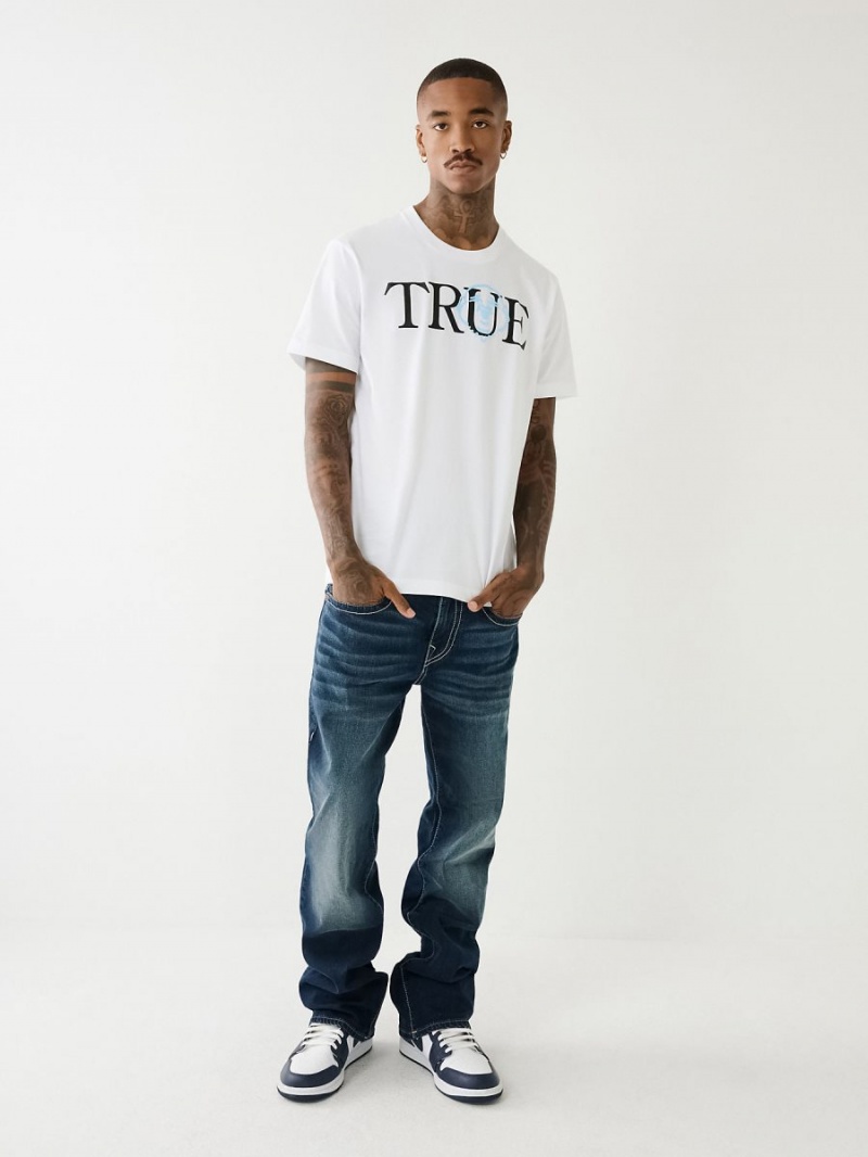 White True Religion Buddha Logo T Shirts | 7520-HRKMA