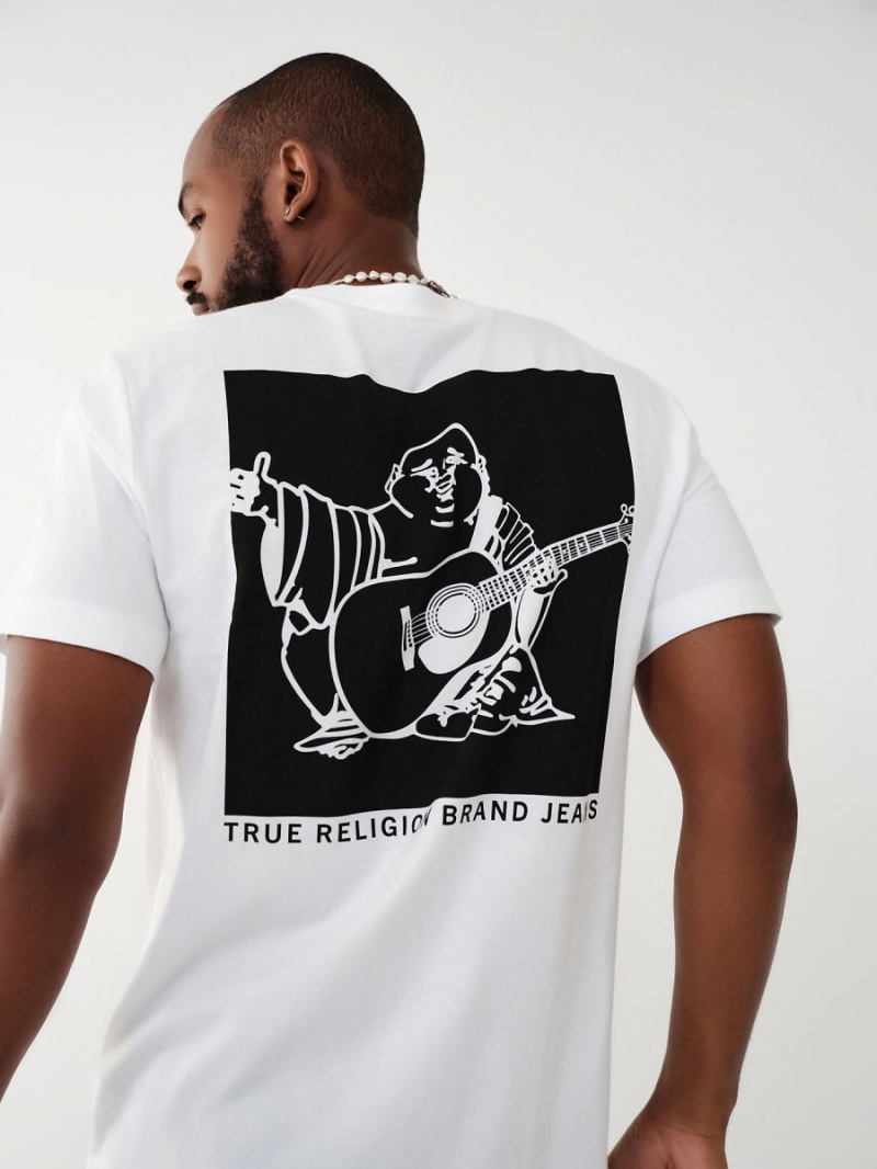 White True Religion Buddha Logo T Shirts | 9821-BMOPL