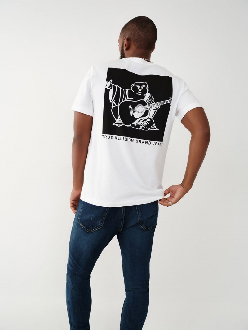 White True Religion Buddha Logo T Shirts | 9821-BMOPL