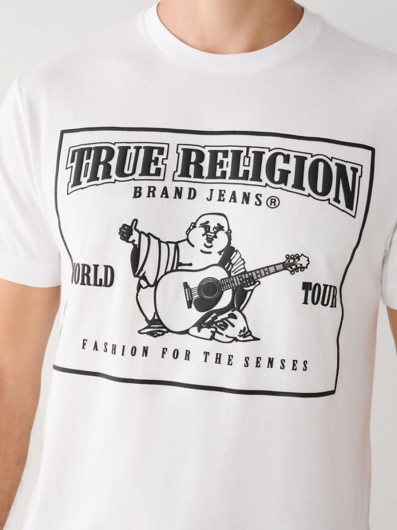 White True Religion Buddha Logo T Shirts | 9174-IMHDQ