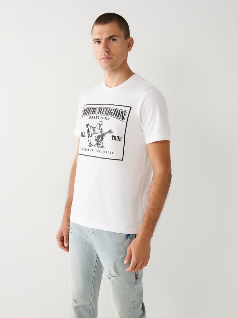 White True Religion Buddha Logo T Shirts | 9174-IMHDQ