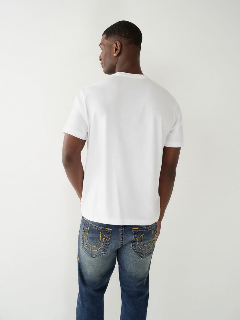 White True Religion Buddha Relaxed T Shirts | 9468-FYOGV