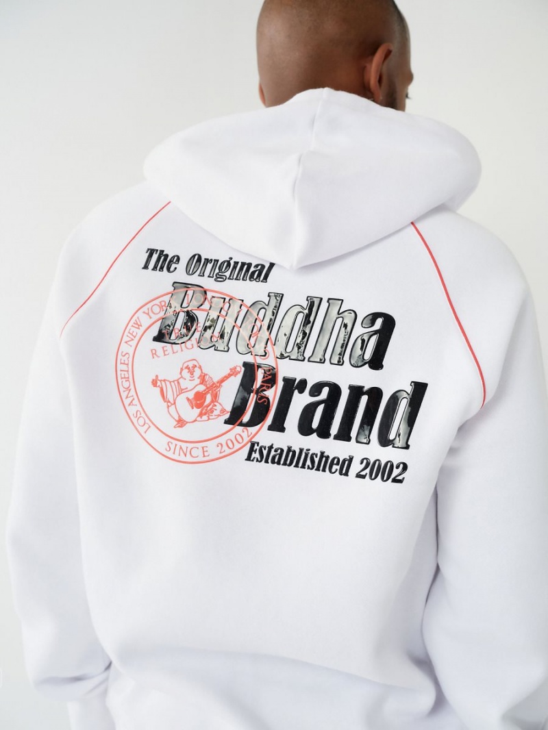 White True Religion Buddha Zip Hoodie | 7510-QBANG