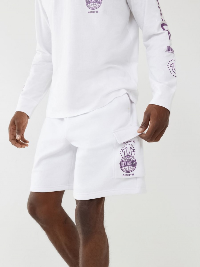 White True Religion Cargo Sweat Shorts | 7856-IQNGM