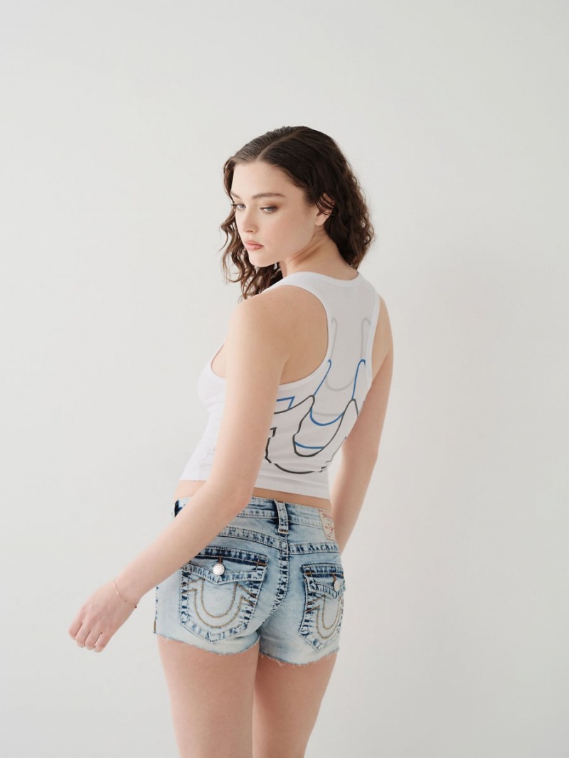 White True Religion Crop Henley Tanks | 8794-TVRHZ