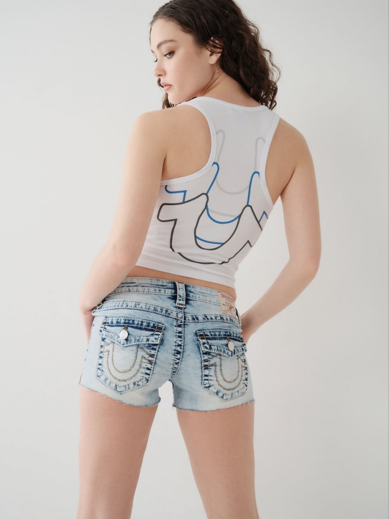 White True Religion Crop Henley Tanks | 8794-TVRHZ