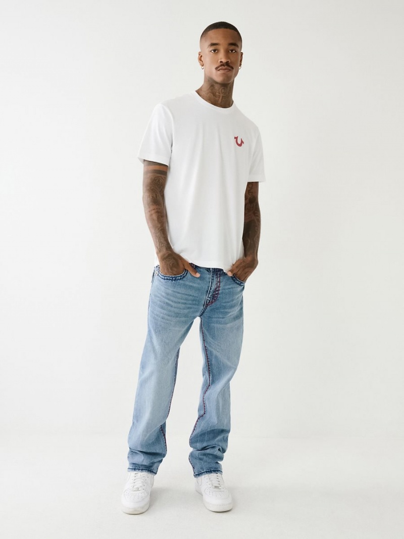 White True Religion Fashion Sense Logo T Shirts | 5204-CXVAZ