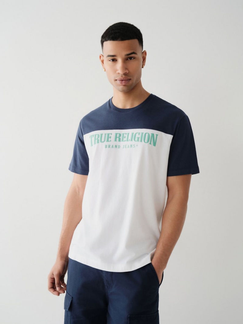 White True Religion Football Relaxed T Shirts | 5201-ITGHZ