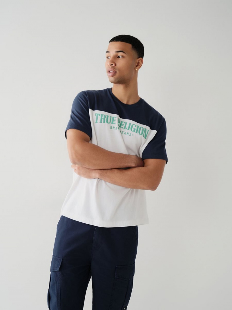 White True Religion Football Relaxed T Shirts | 5201-ITGHZ