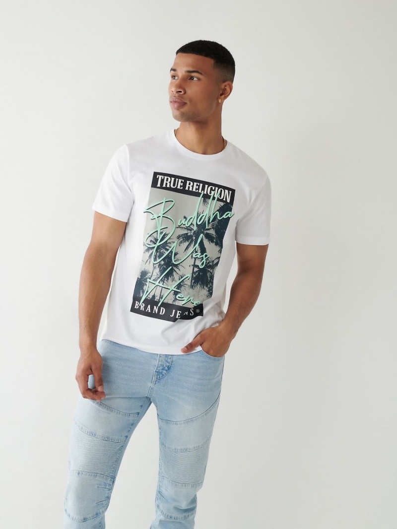 White True Religion Graphic Logo T Shirts | 2745-NZMTD