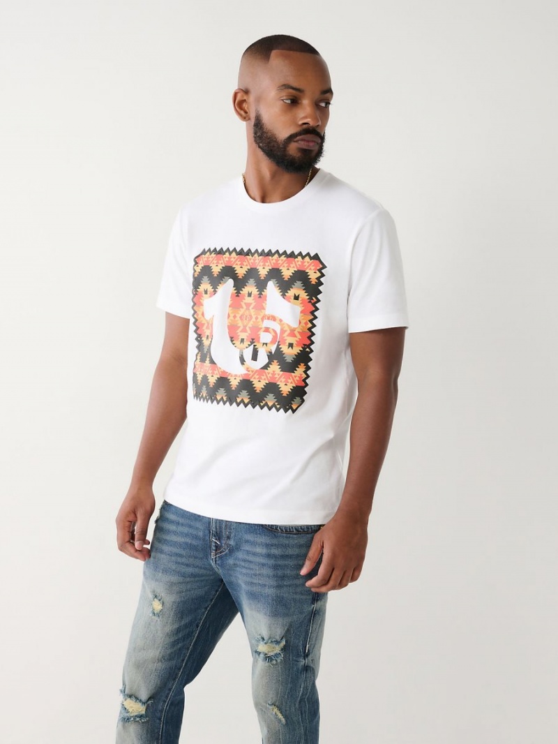 White True Religion Graphic Logo T Shirts | 9207-JEHQV