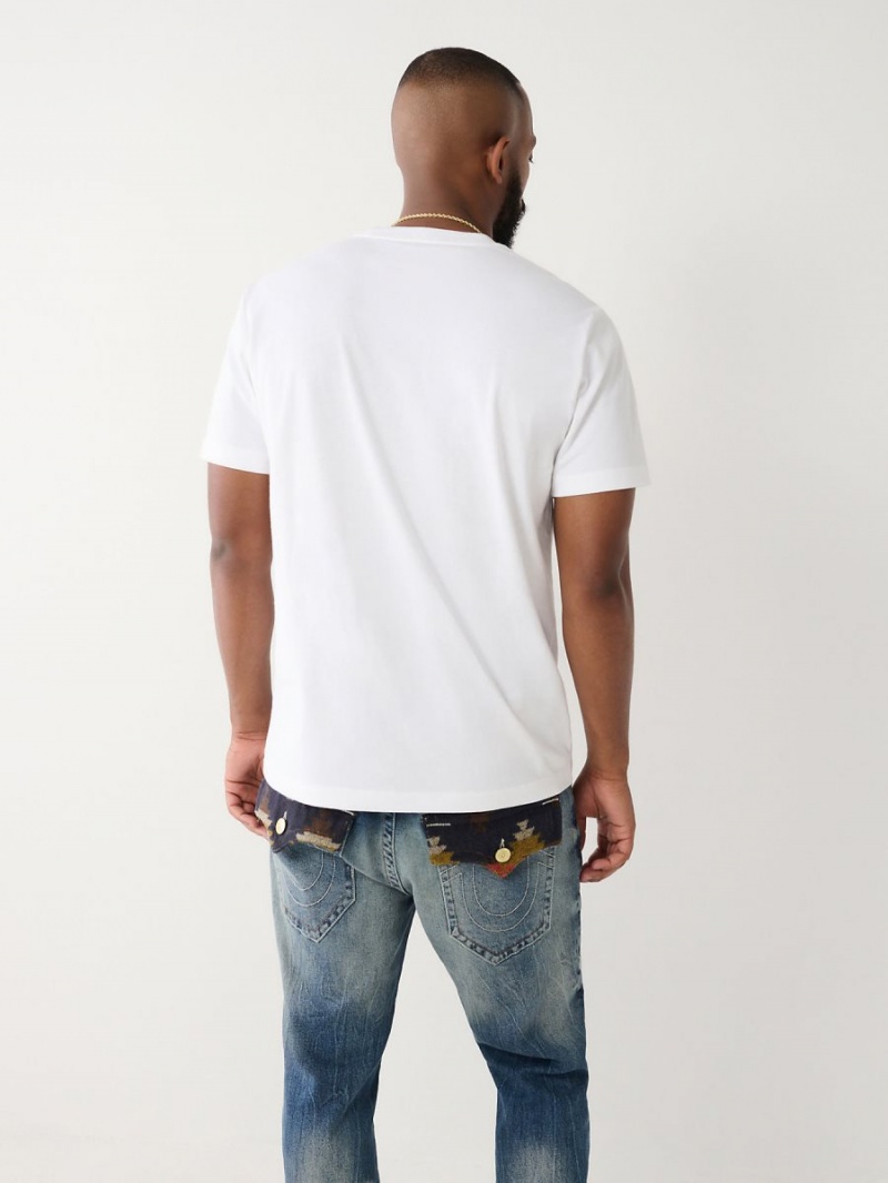 White True Religion Graphic Logo T Shirts | 9207-JEHQV