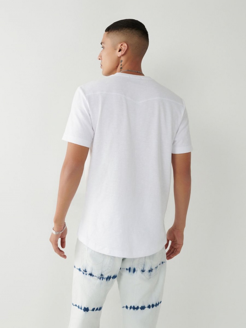 White True Religion Henley T Shirts | 0415-RMCDN