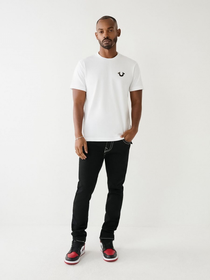 White True Religion Horseshoe Logo Crew Neck T Shirts | 7380-JTXOL