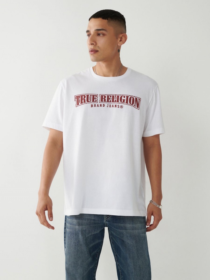 White True Religion Horseshoe Relaxed T Shirts | 2480-QYABI