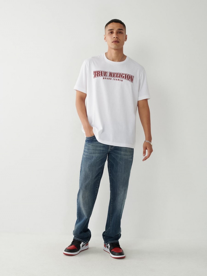 White True Religion Horseshoe Relaxed T Shirts | 2480-QYABI