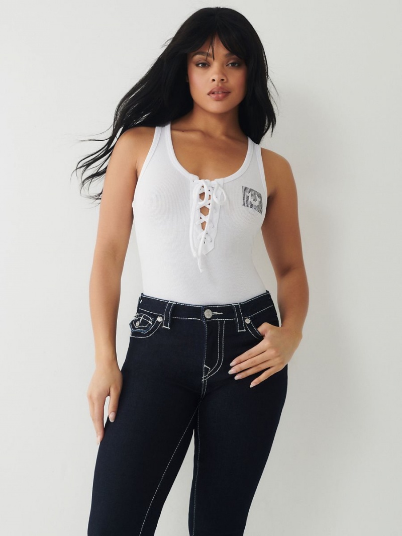 White True Religion Lace Up Tanks | 3176-JALUG