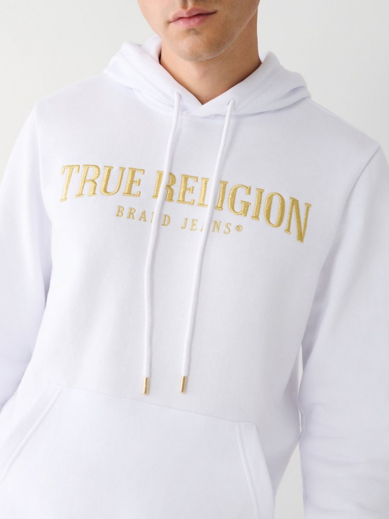 White True Religion Logo Hoodie | 7420-BWQEO