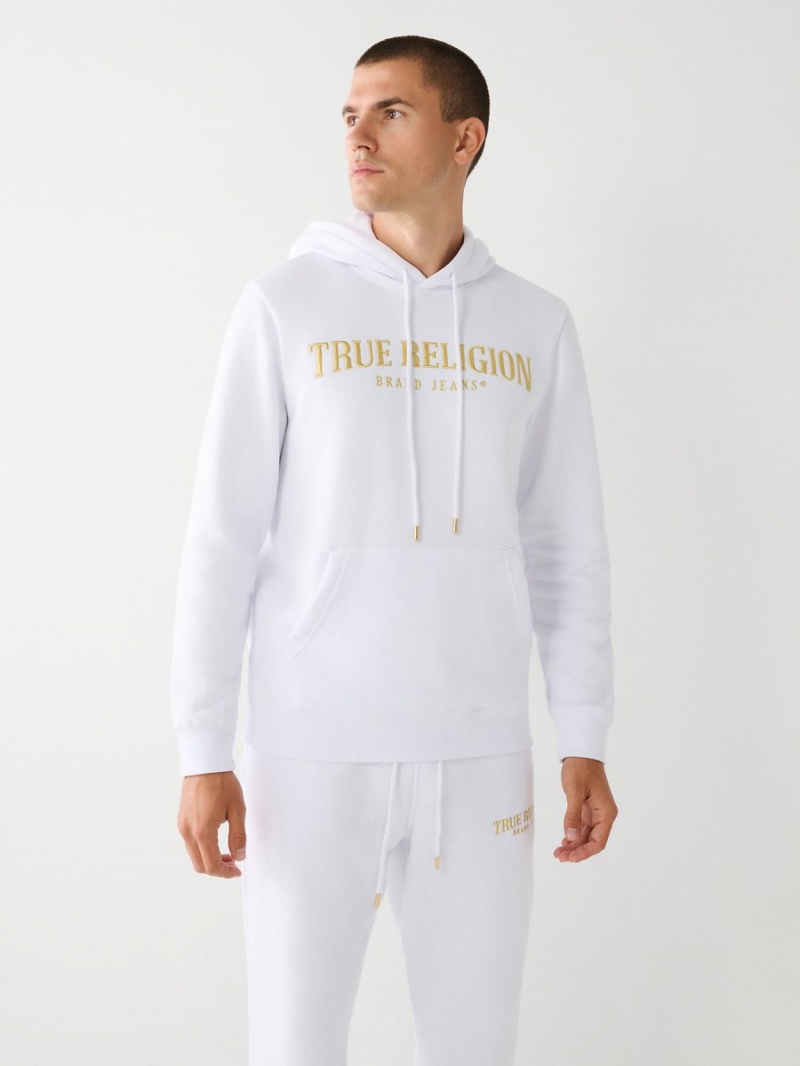 White True Religion Logo Hoodie | 7420-BWQEO