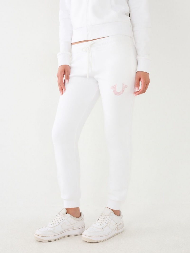 White True Religion Logo Jogger | 5672-DEBFY