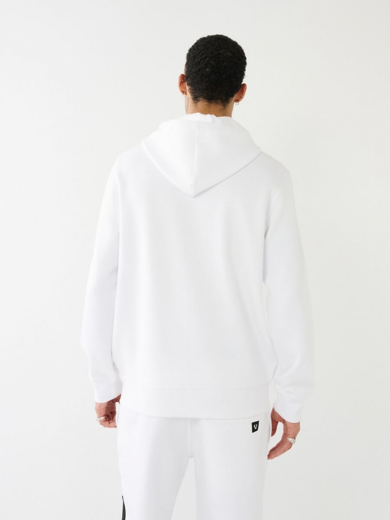 White True Religion Logo Patch Zip Hoodie | 7086-HKDNU