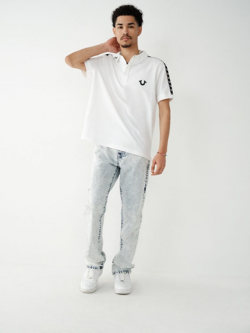 White True Religion Logo Polo Shirts | 9513-UMZRA