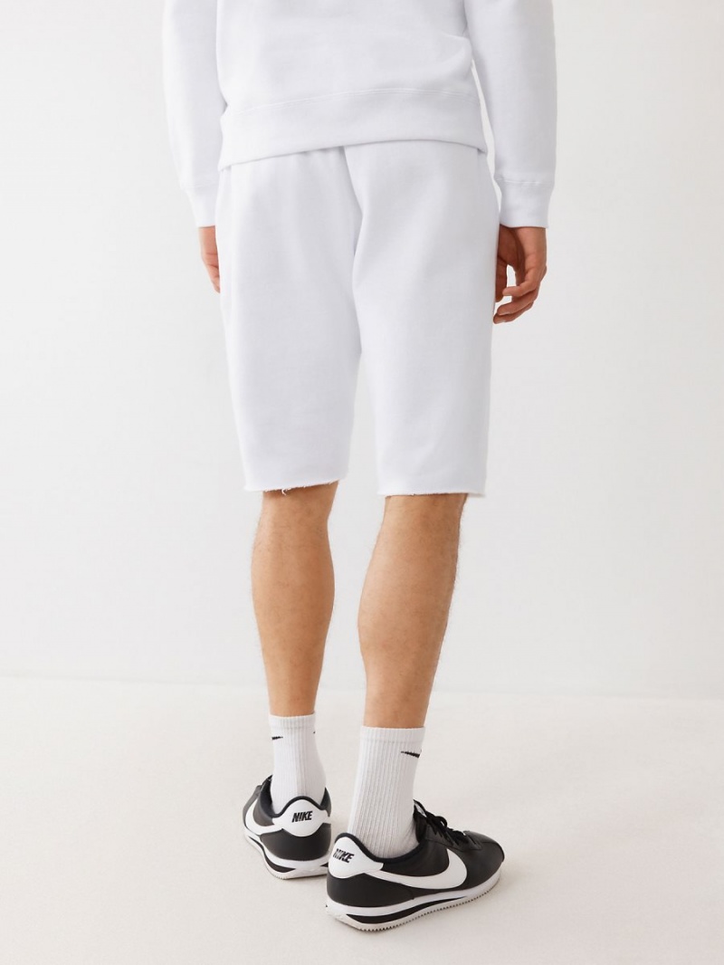 White True Religion Logo Sweat Shorts | 4905-UKNQD