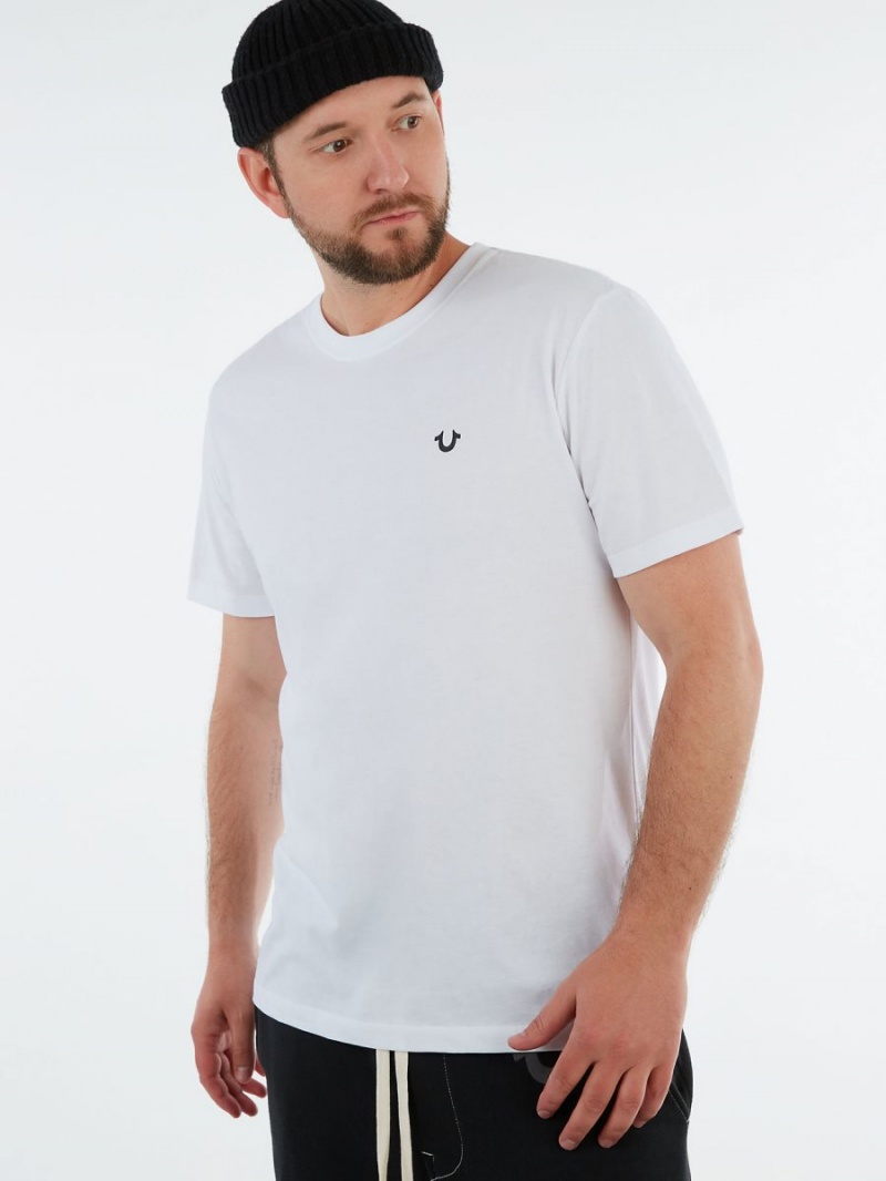 White True Religion Logo T Shirts | 1672-PNIYJ