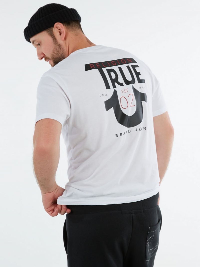 White True Religion Logo T Shirts | 1672-PNIYJ