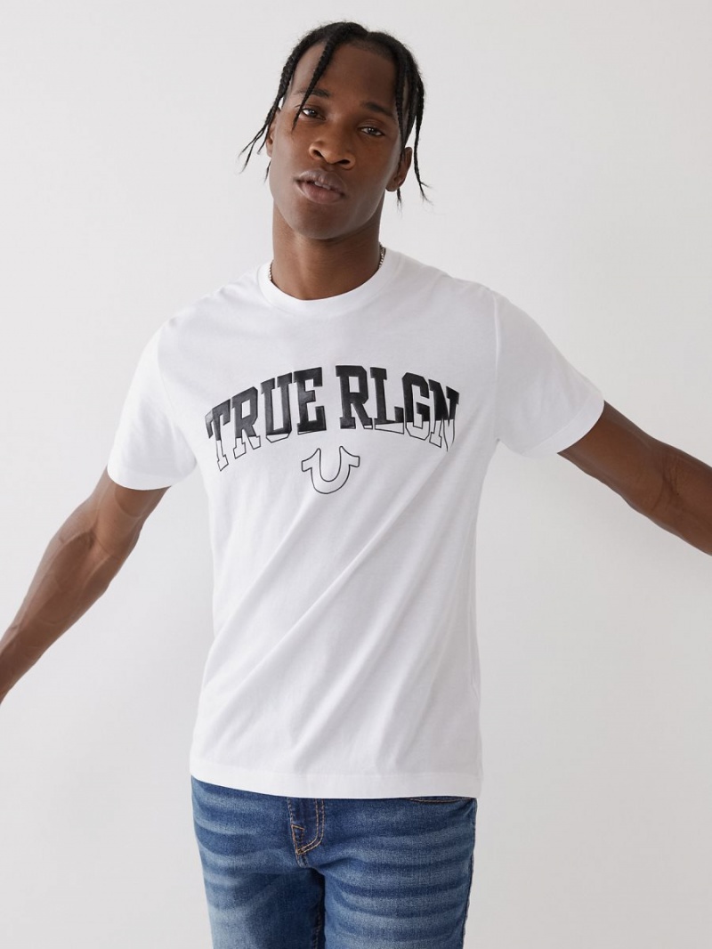 White True Religion Logo T Shirts | 2549-QJICK