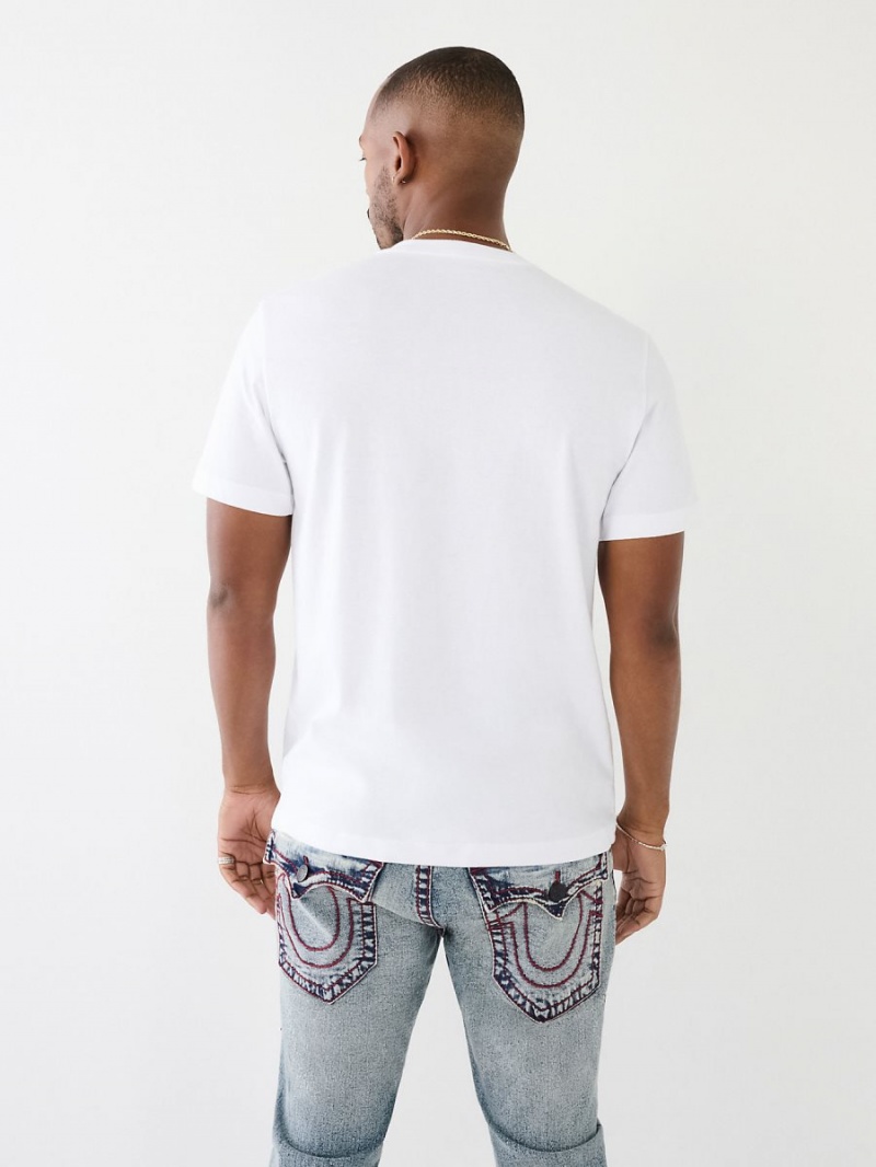 White True Religion Logo T Shirts | 2754-YREHZ