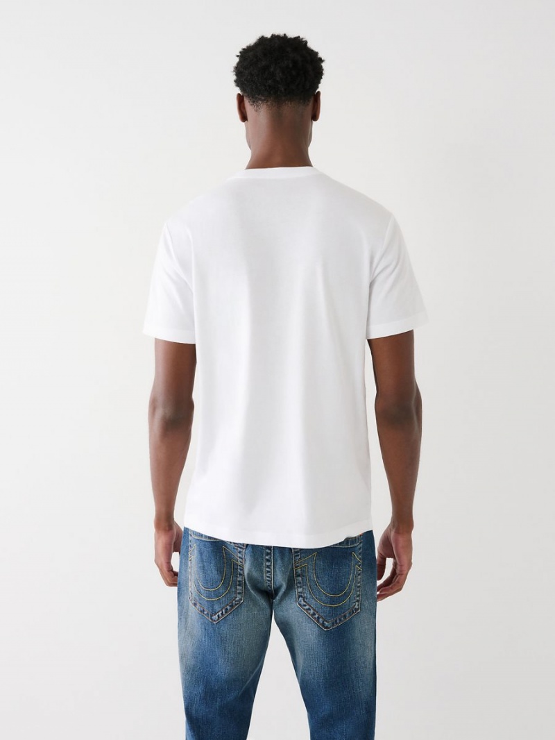 White True Religion Logo T Shirts | 5460-NFHQG