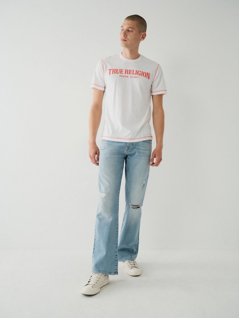 White True Religion Logo T Shirts | 6794-VEDGI