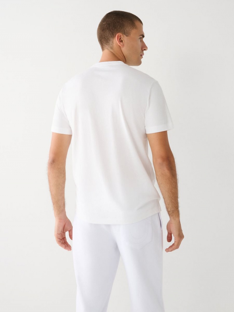 White True Religion Logo T Shirts | 8159-ZVORH