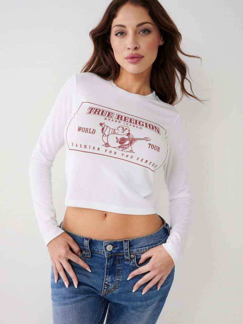 White True Religion Long Sleeve Logo Baby T Shirts | 1049-ZMJUH