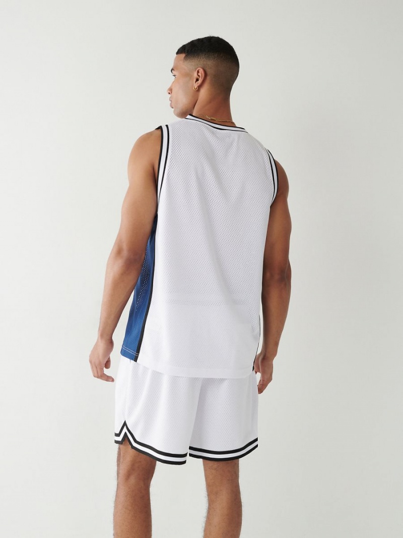 White True Religion Mesh Jersey Tanks | 7804-FRGHN