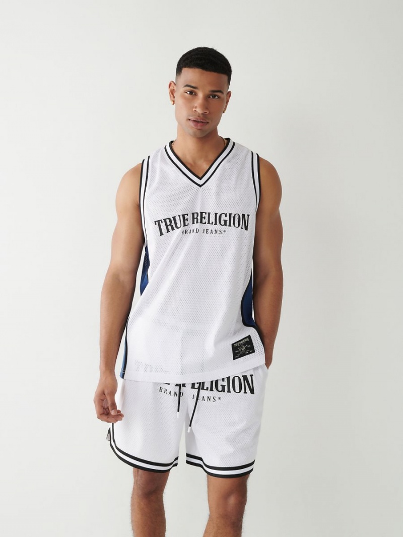 White True Religion Mesh Jersey Tanks | 7804-FRGHN